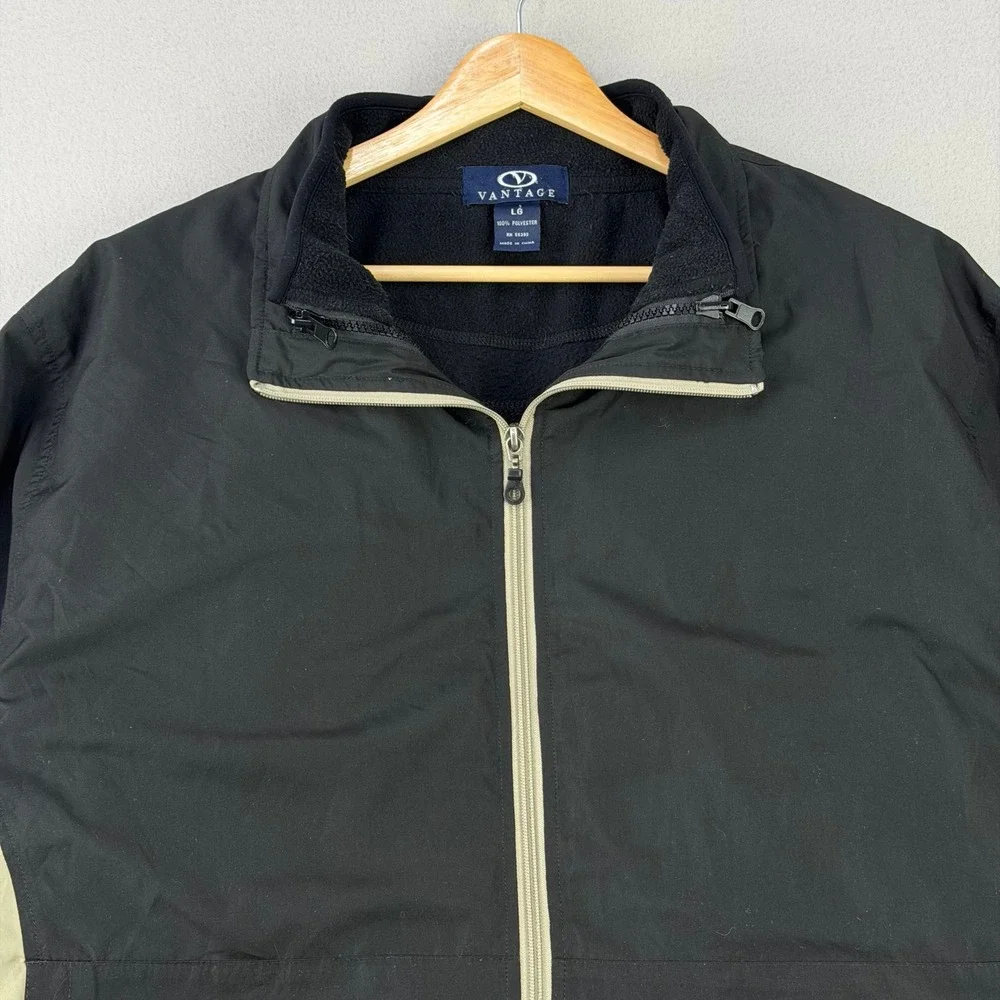 Vantage 3-in-1 Jacket Men Large Black Full-Zip Windbreaker Fleece Lined 90s VTG